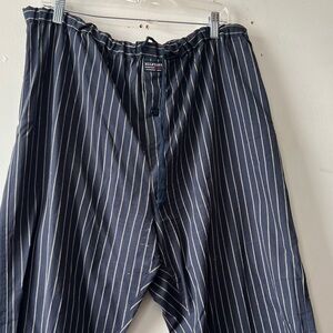 Hilfiger Women Navy Striped Pants elastic waistband size 13; lightweight